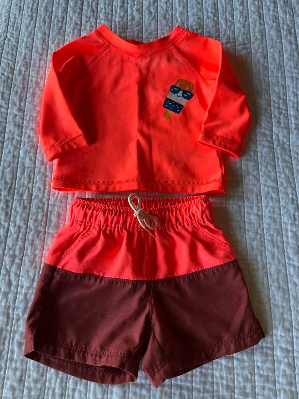 Old Navy Neon Coral Swim Top with Popsicle Graphic